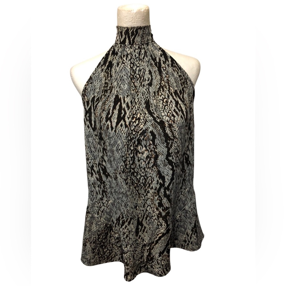 Tyche Black and Gray Sleeveless Halter Blouse size Med